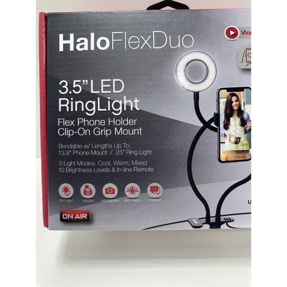 Halo Flex Duo 3.5" LED RingLight-Flex Phone Holder-Clip USB Power - New - Picture 9 of 9